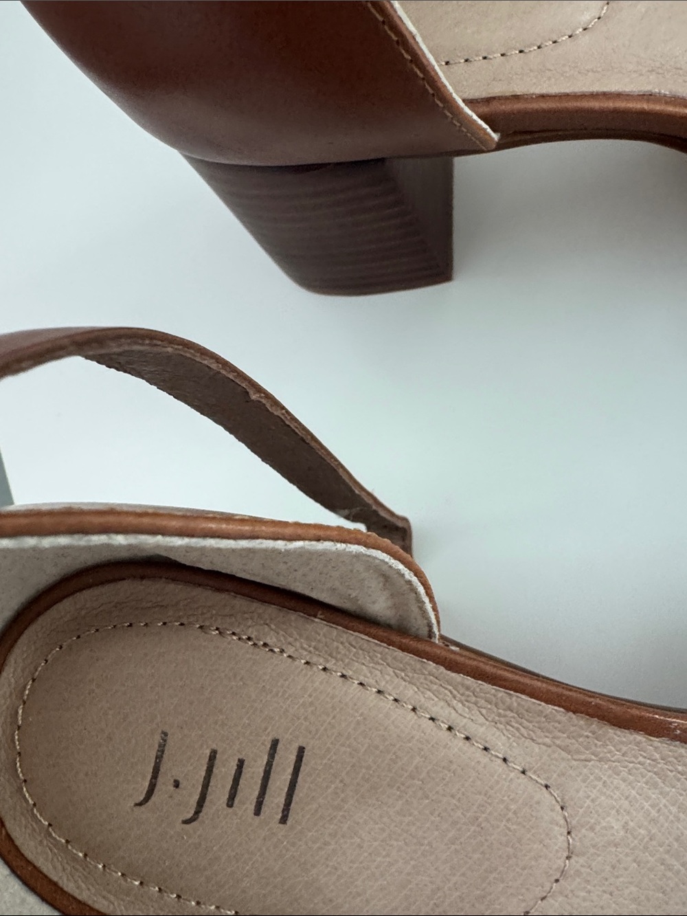 J. Jill Tan Brown Strappy Leather Block Heel Sandals - Picture 4 of 8